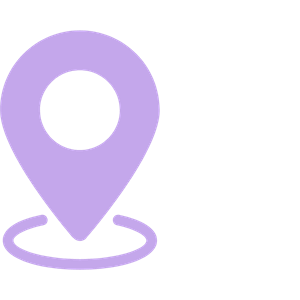 Purple location pin icon (map marker) on black background